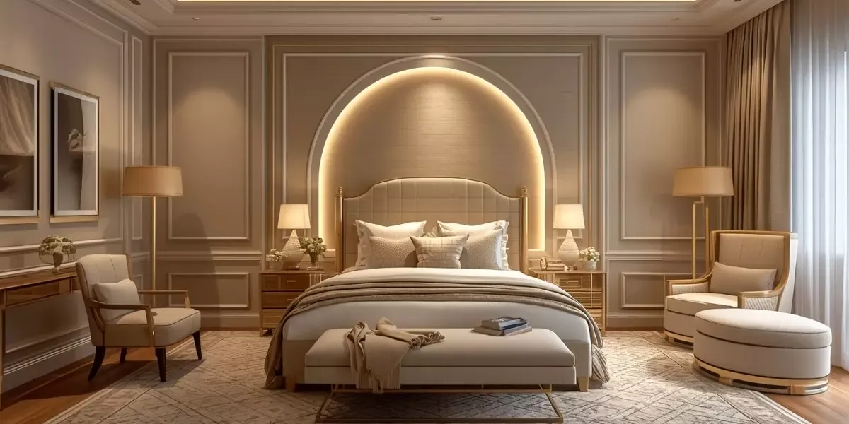 Bedroom Headboard Wall Cove With Downwash Lighting